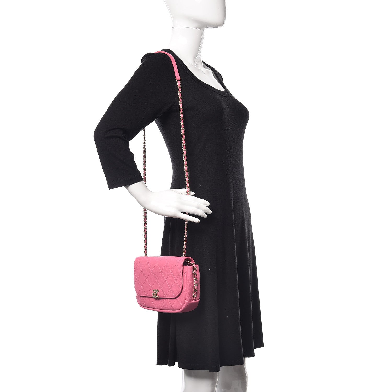 Chanel Lambskin Stitched CC Day Flap Bag Pink 2 of 10