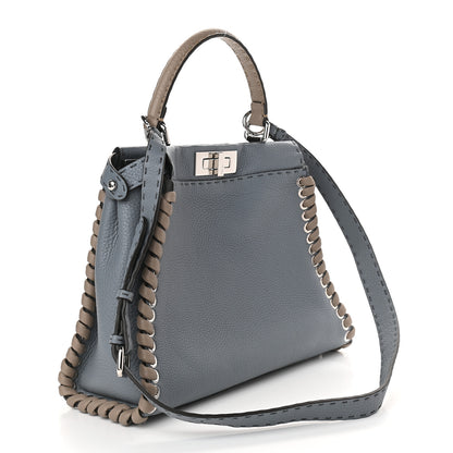 Fendi Cuoio Romano Selleria Vitello Dolce Lace Up Medium Peekaboo Iconic Satchel Nube Corda Tortora 2 of 9