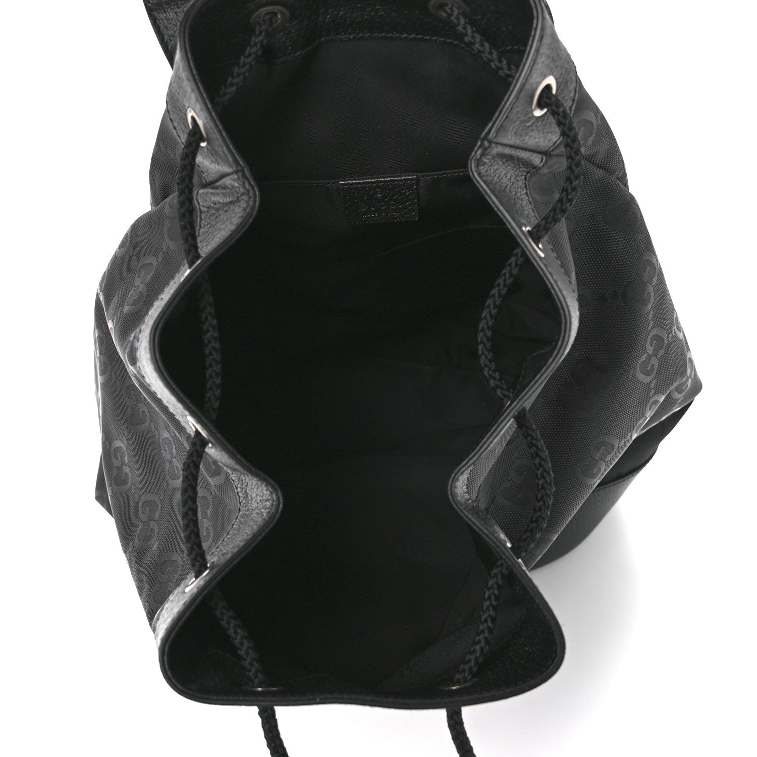 Gucci Econyl Nylon Monogram Off The Grid Drawstring Bucket Backpack Black 5 of 12