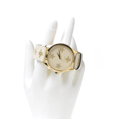 Gucci Stainless Steel Calfskin 38mm G-Timeless Bee Star Quartz Watch White 2 of 7