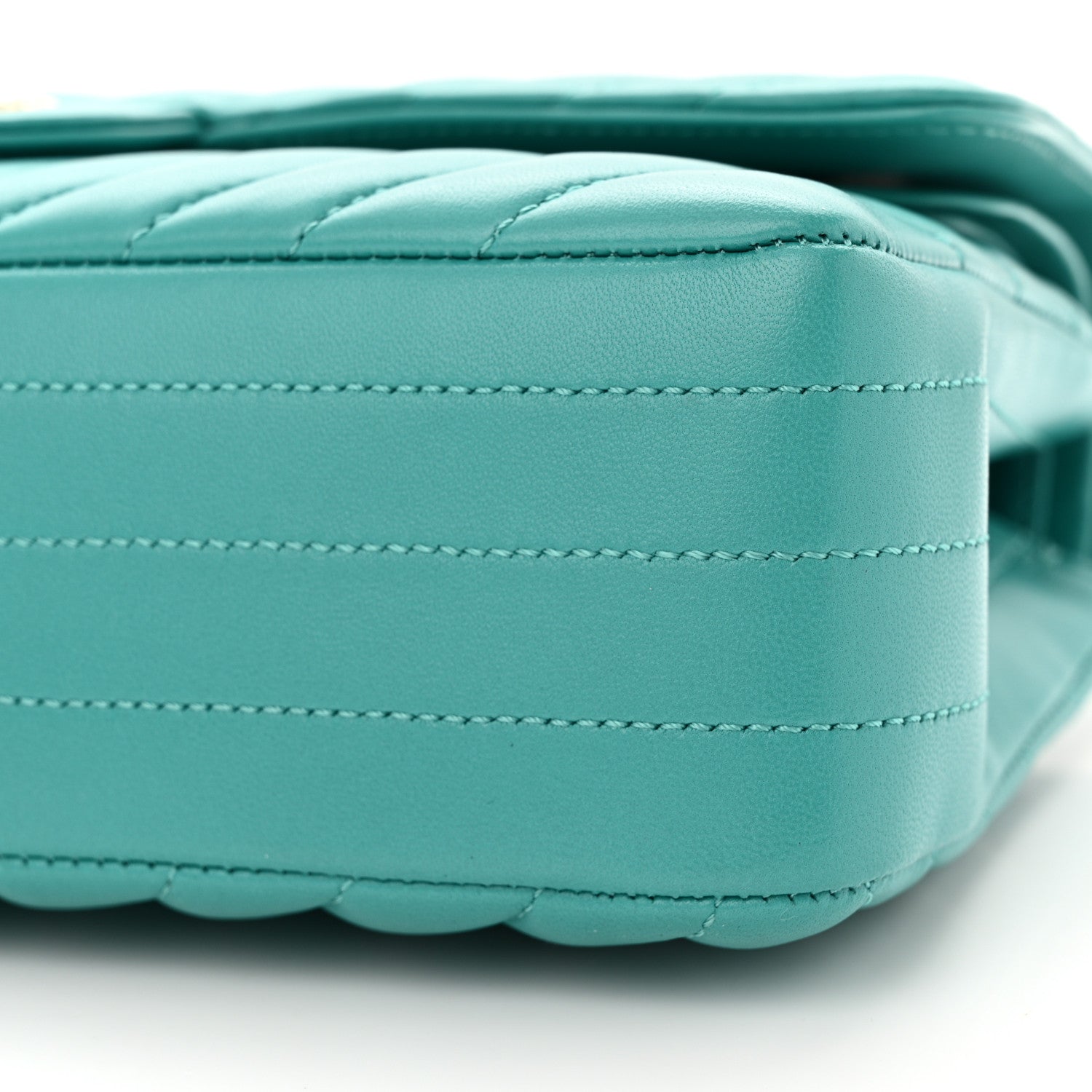Chanel Lambskin Chevron Quilted Medium Double Flap Turquoise 10 of 13