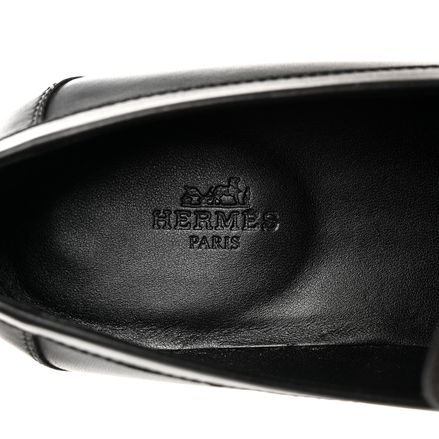 Hermes Calfskin Womens Destin Loafers 37 Black 6 of 9
