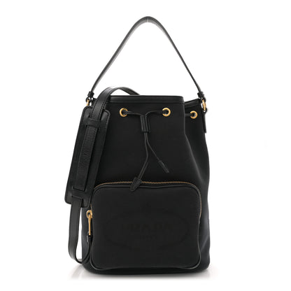 Prada Jacquard Logo Mini Bucket Crossbody Bag Black 1 of 11