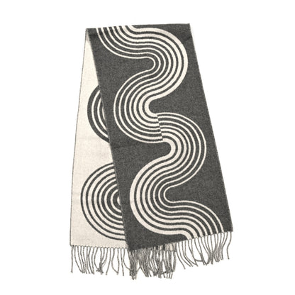 Hermes Cashmere Casaque Vague Muffler Gris Flanelle Ivoire 2 of 4