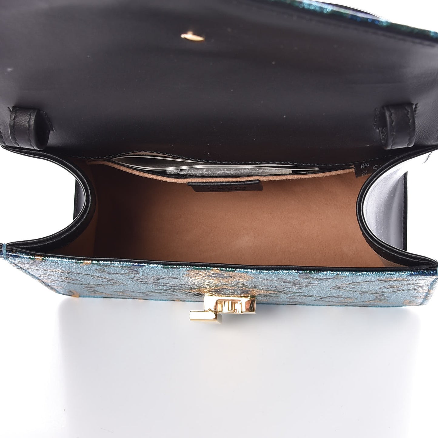 Iridescent Brocade Mini Sylvie Top Handle Bag Azure
