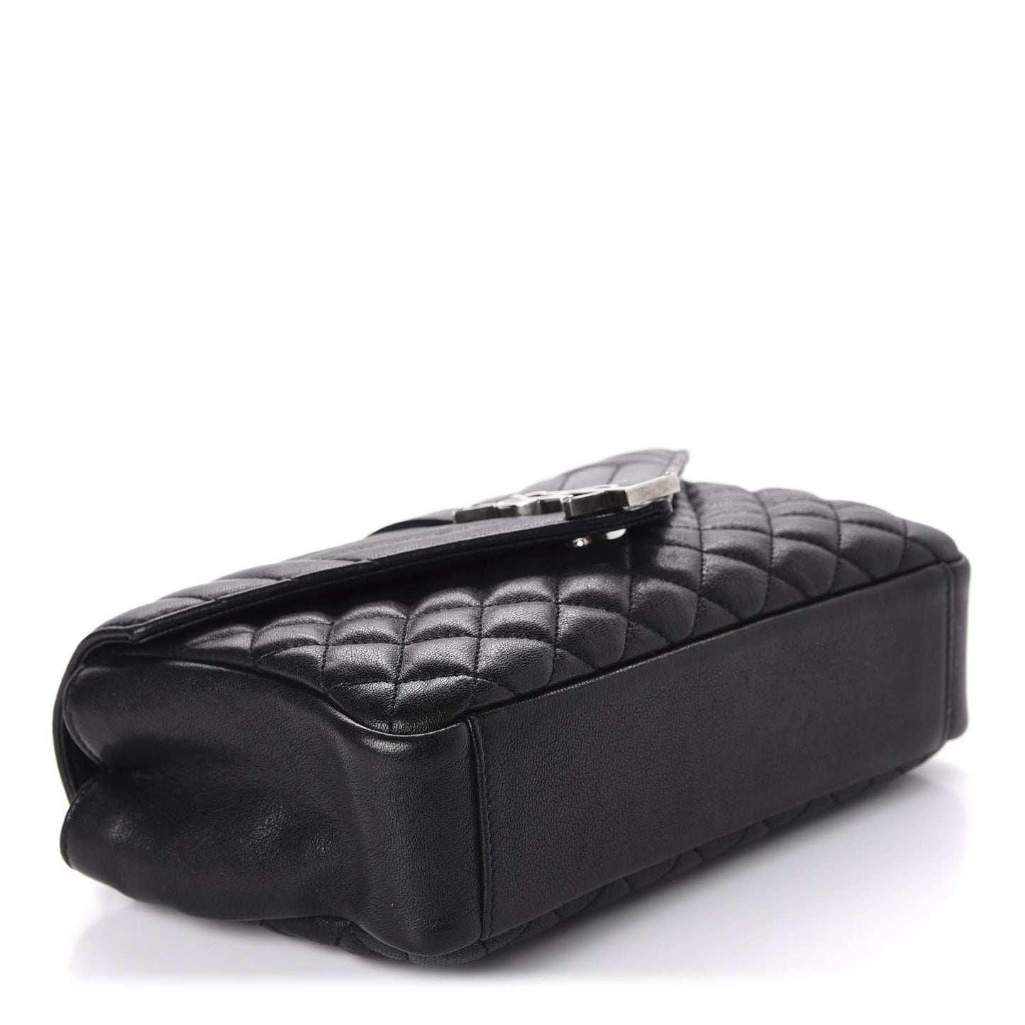 Sheepskin Tri-Quilt Monogram Medium College Bag Black