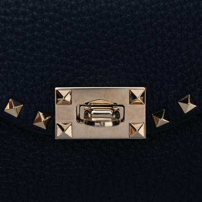 Valentino Garavani Pebbled Calfskin Medium Rockstud Flip Lock Crossbody Bag Navy 16 of 16