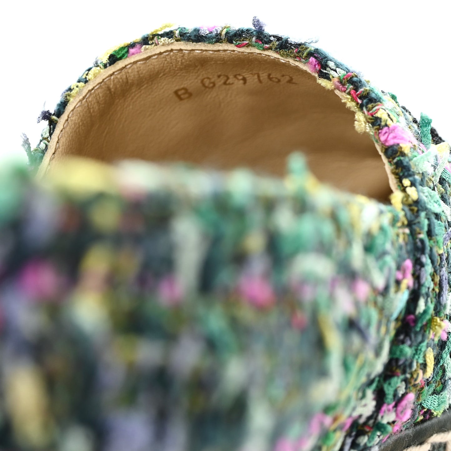 Tweed Grosgrain CC Espadrilles 39 Green Pink Yellow Black
