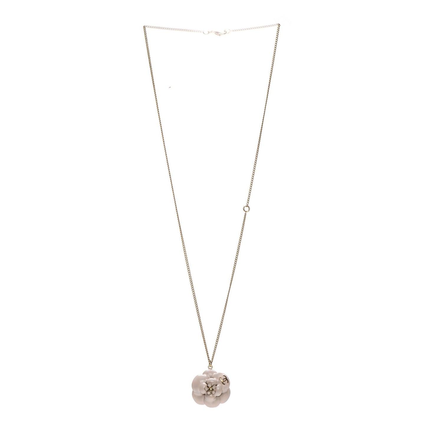 Enamel CC Camellia Pendant Necklace Gold
