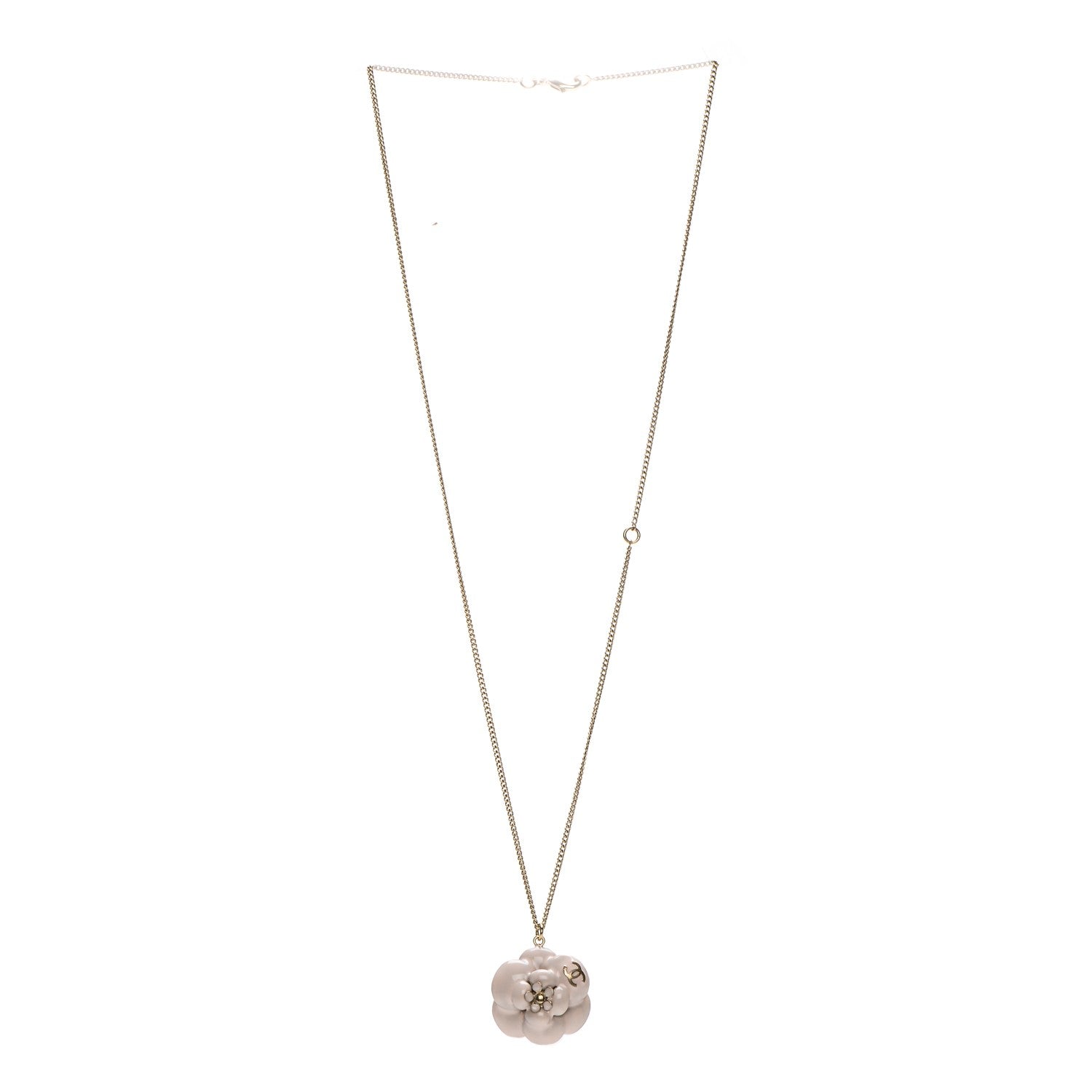 Chanel Enamel CC Camellia Pendant Necklace Gold 3 of 5