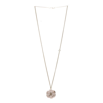 Chanel Enamel CC Camellia Pendant Necklace Gold 3 of 5