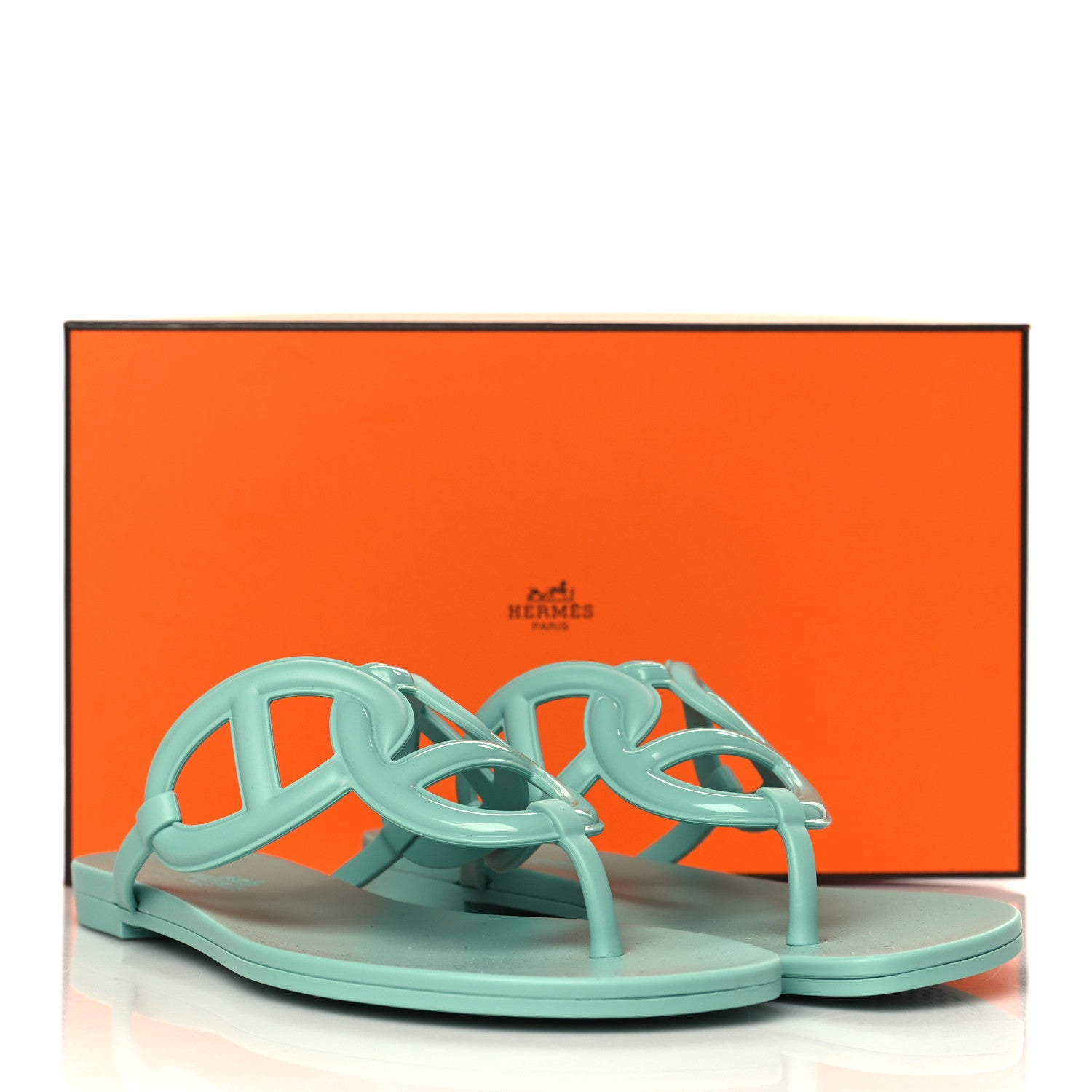 Hermes Rubber Womens Egerie Sandals 38 Vert Embrun 9 of 9