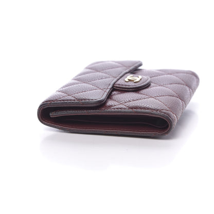 Chanel Caviar Quilted Compact Flap Wallet Burgundy 9 of 12