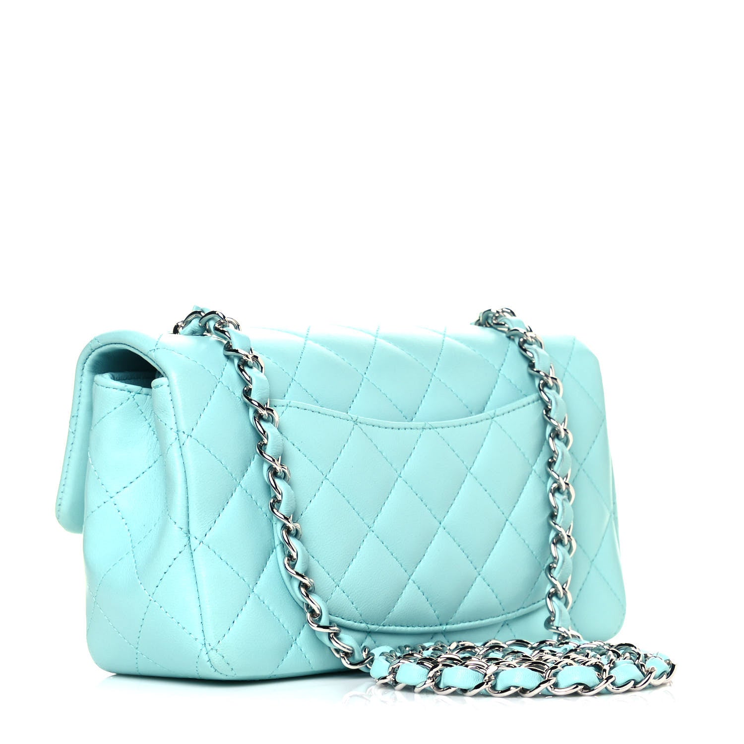 Chanel Lambskin Quilted Mini Rectangular Flap Light Blue 3 of 11