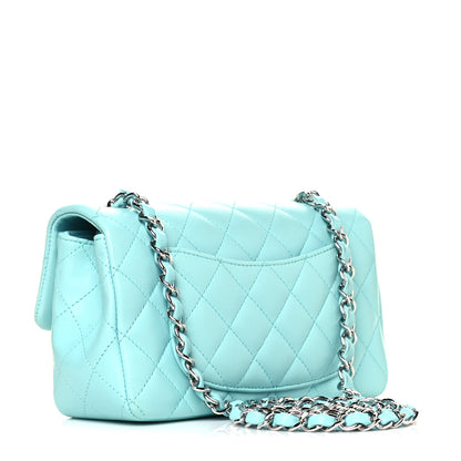 Chanel Lambskin Quilted Mini Rectangular Flap Light Blue 3 of 11