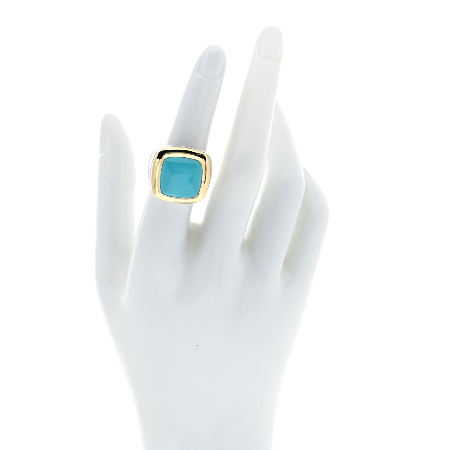 Sterling Silver 18K Yellow Gold Turquoise 15mm Albion Statement Ring 52 6