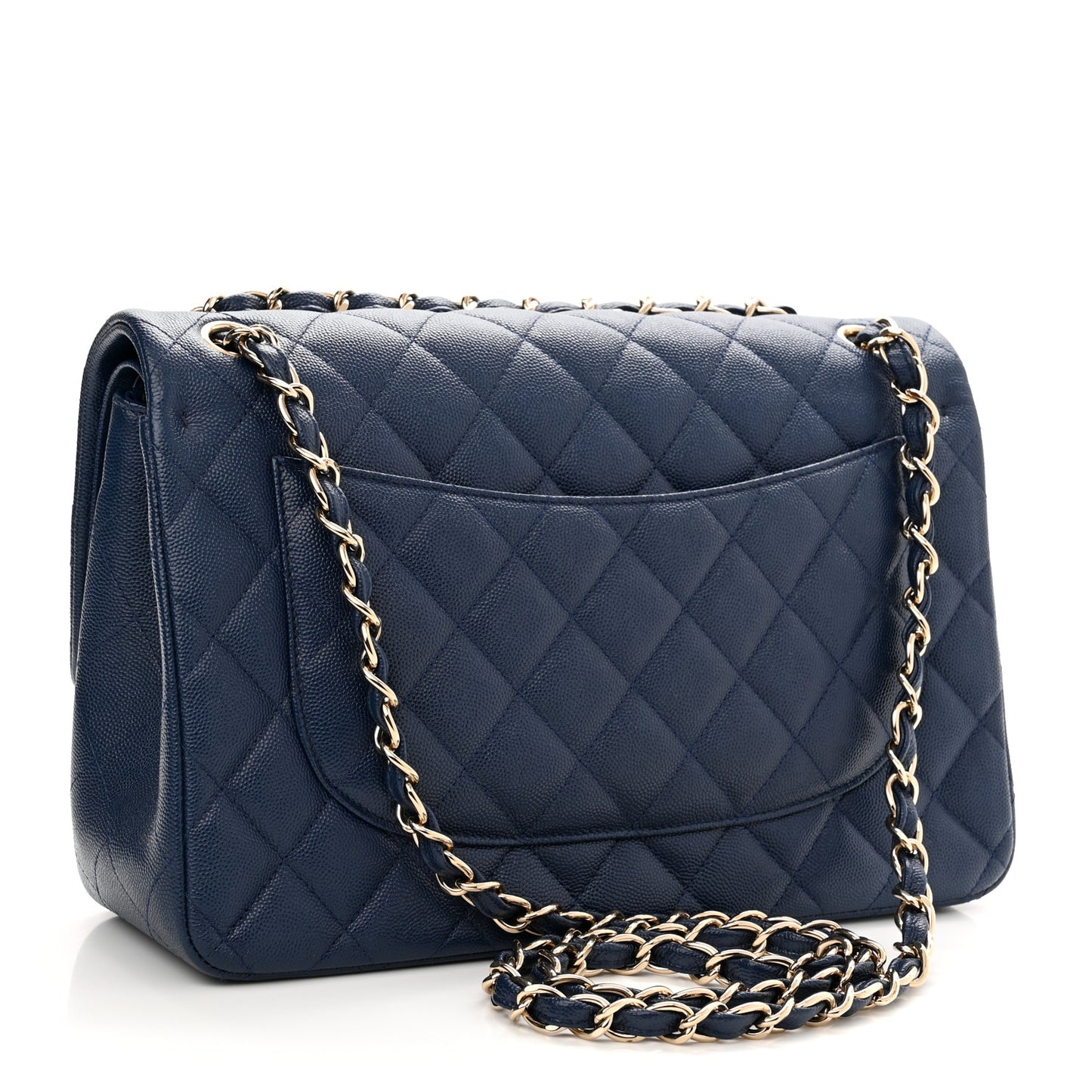Caviar Quilted Jumbo Double Flap Navy