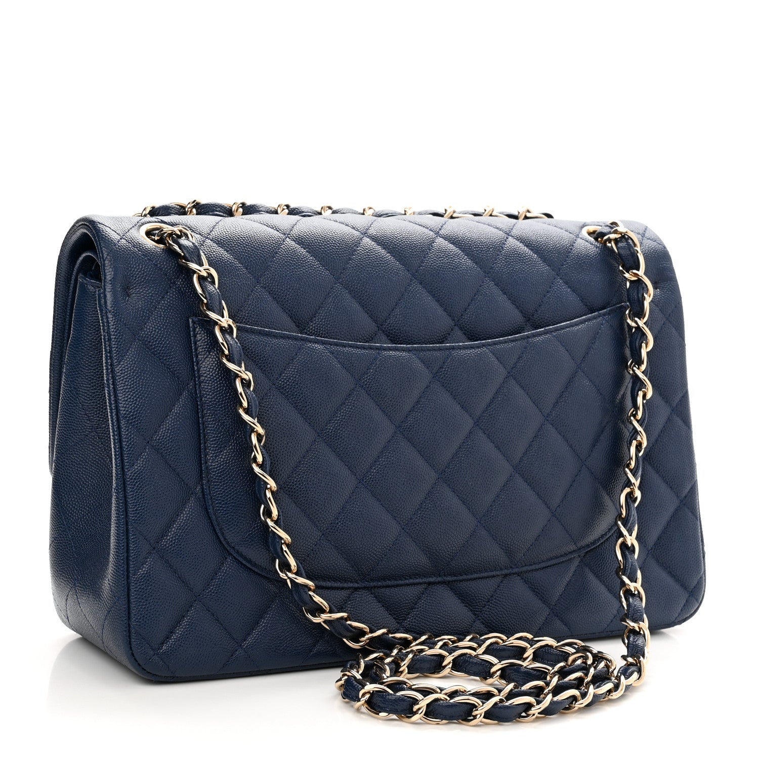 Chanel Caviar Quilted Jumbo Double Flap Navy 3 of 11