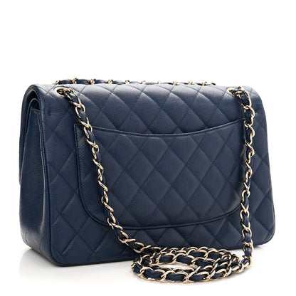 Chanel Caviar Quilted Jumbo Double Flap Navy 3 of 11