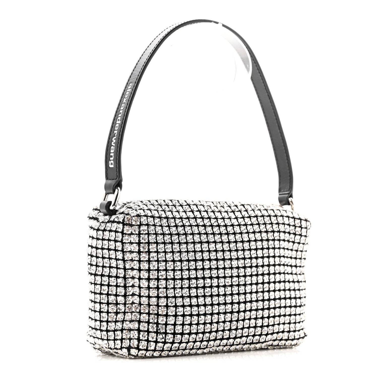 Alexander Wang Mesh Crystal Rhinestone Mini Heiress Pouch Black Silver 3 of 12