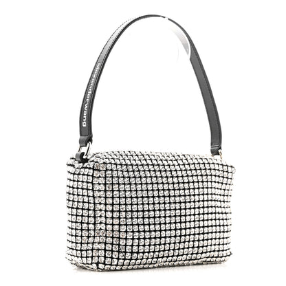 Alexander Wang Mesh Crystal Rhinestone Mini Heiress Pouch Black Silver 3 of 12