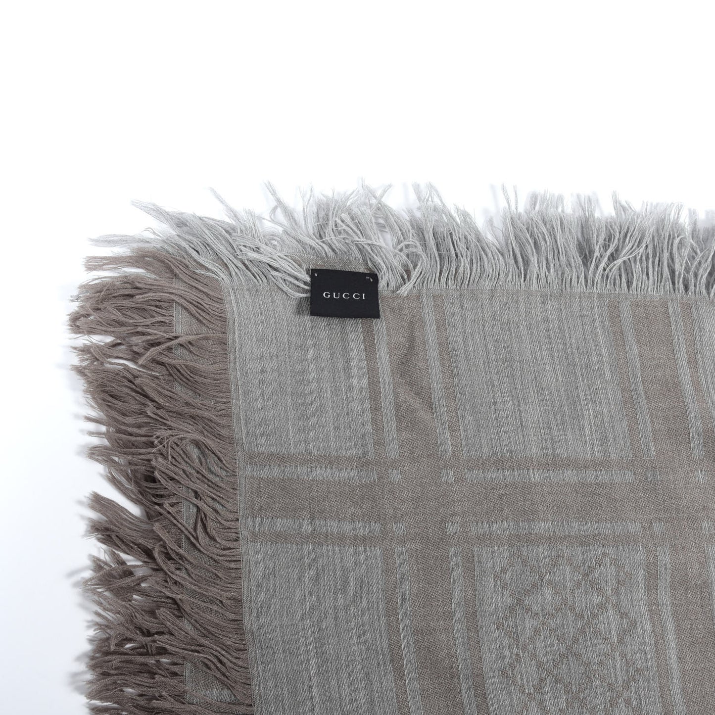 Wool Silk Monogram Diamanti Fringe Square Scarf