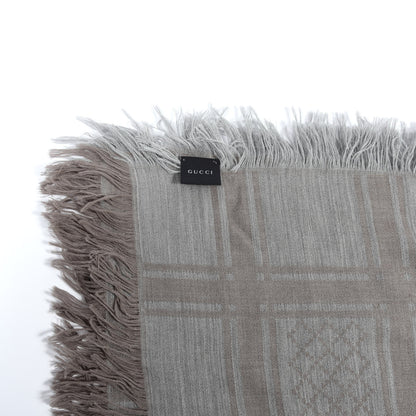 Gucci Wool Silk Monogram Diamanti Fringe Square Scarf 2 of 3