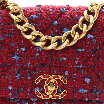 Chanel Tweed Quilted Large Chanel 19 Flap Red Blue Grey 8 of 11