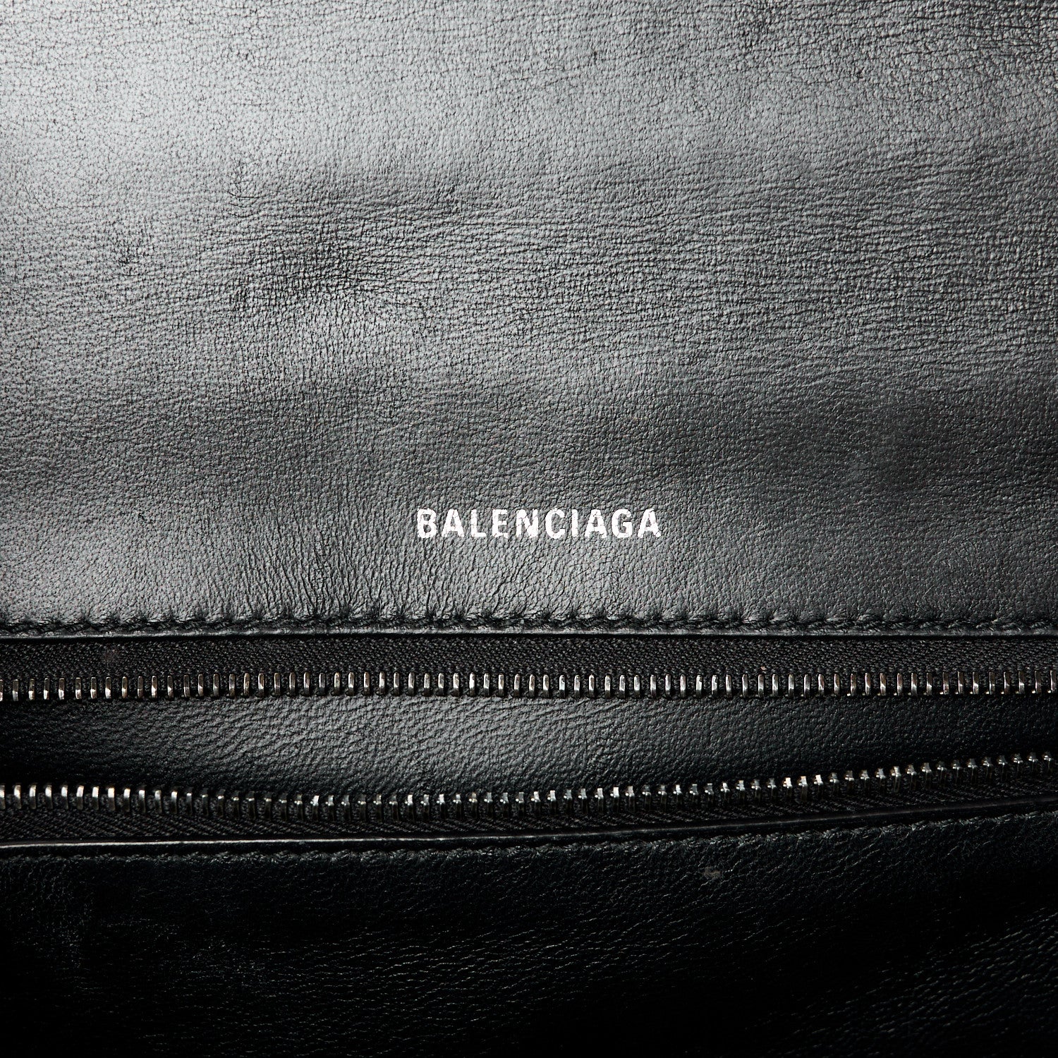 Balenciaga Shiny Calfskin Monochrome Crocodile Embossed Medium Hourglass Top Handle Bag Black 6 of 11