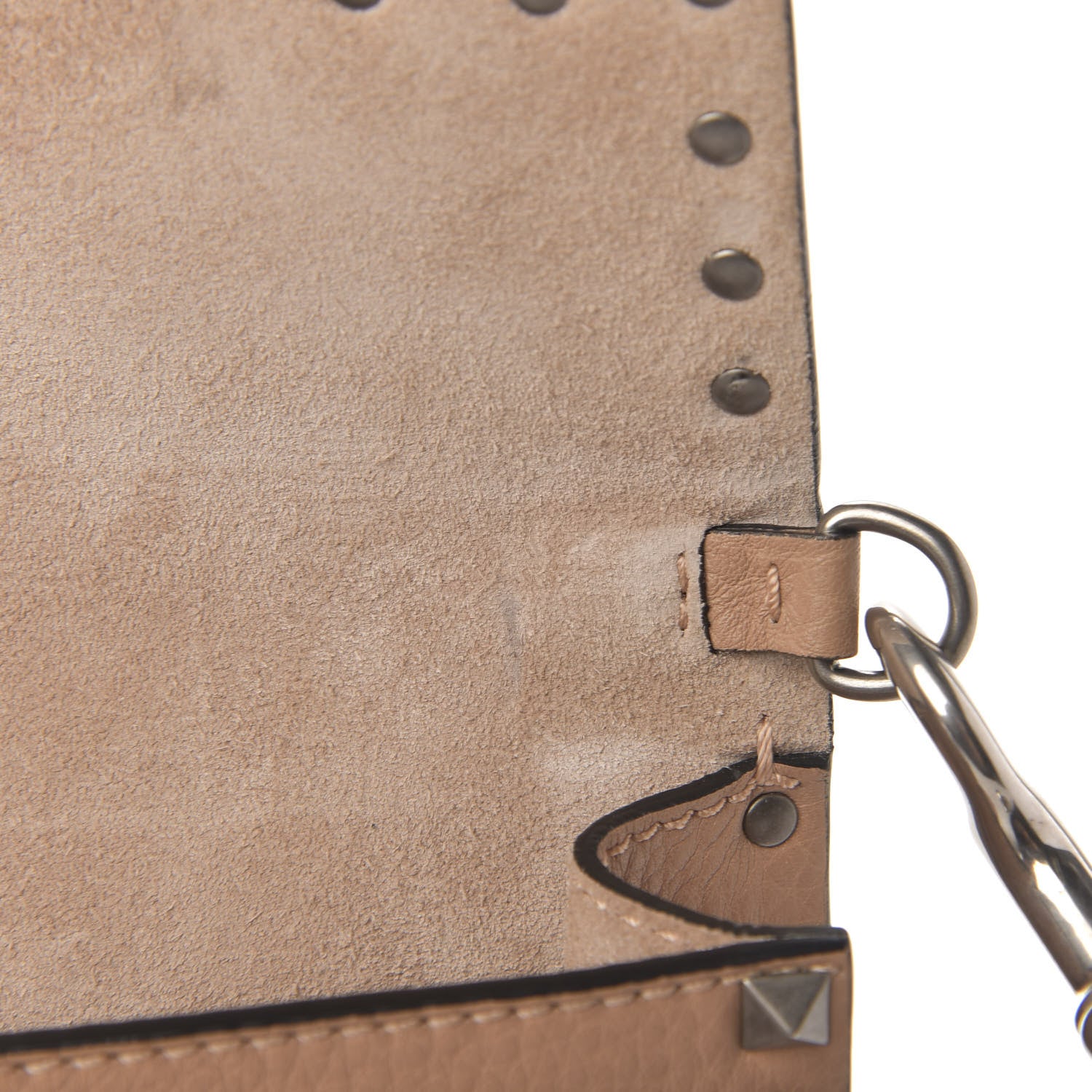 Valentino Garavani Grained Calfskin Onyx Small Guitar Strap Rockstud Rolling Shoulder Flap Bag Soft Noisette 9 of 13