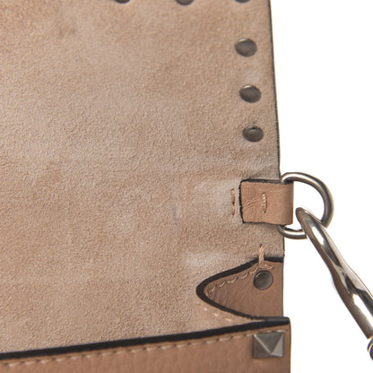 Valentino Garavani Grained Calfskin Onyx Small Guitar Strap Rockstud Rolling Shoulder Flap Bag Soft Noisette 9 of 13