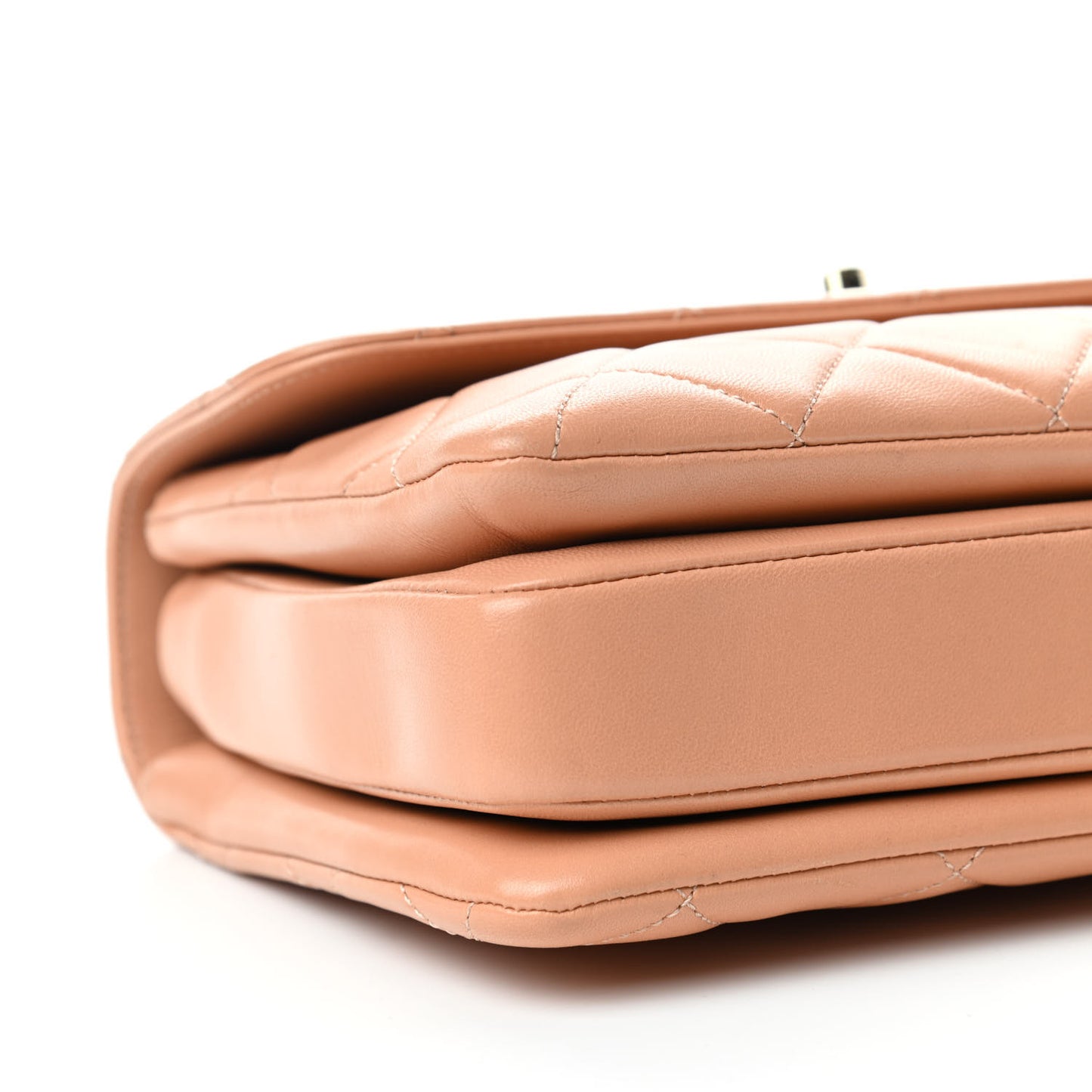 Lambskin Quilted Small Trendy CC Flap Dual Handle Bag Camel