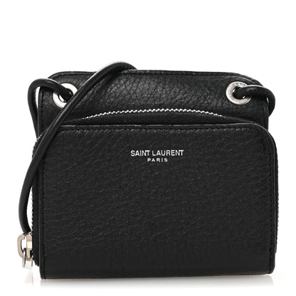 Saint Laurent Calfskin Zip Lanyard Wallet Black 1 of 11