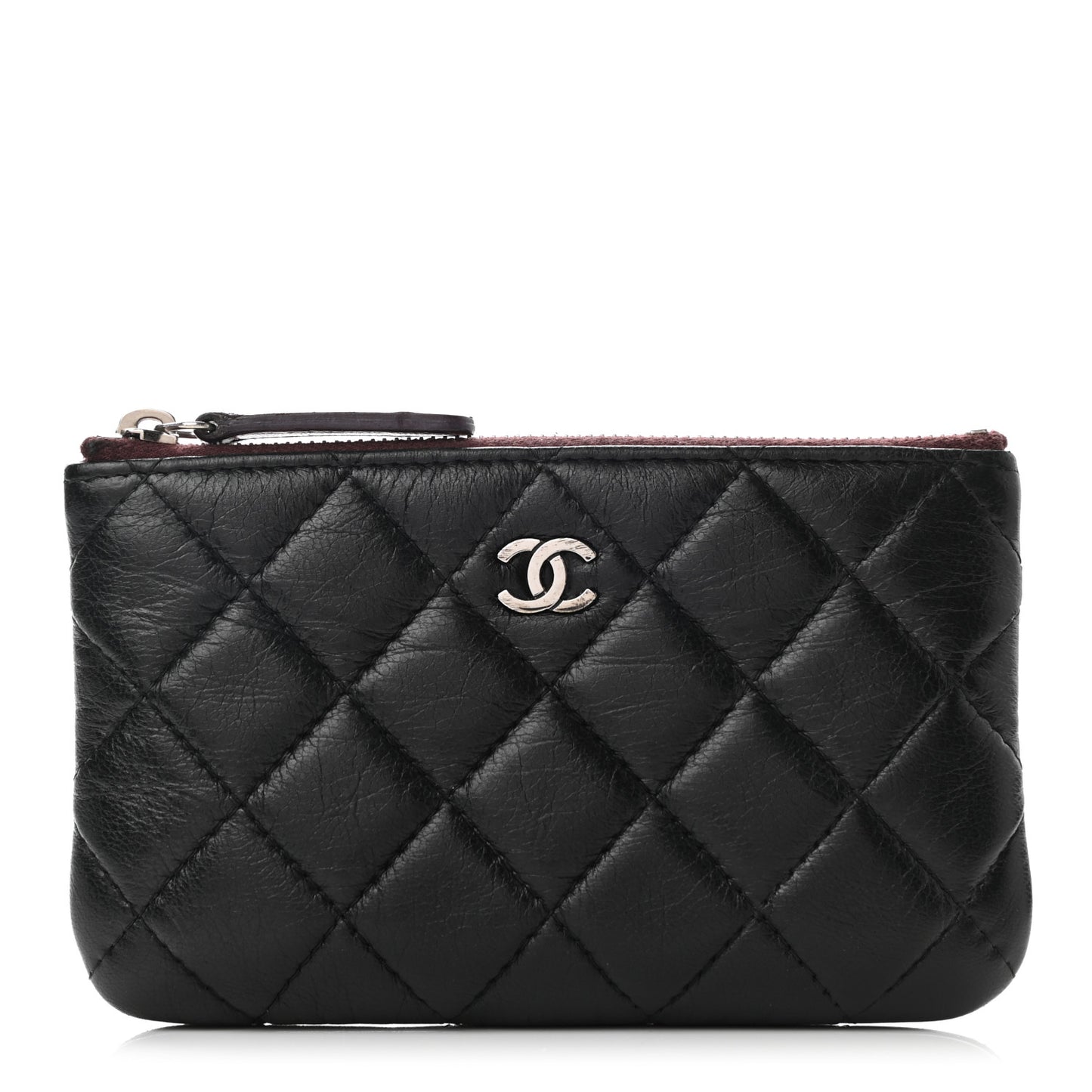 Lambskin Quilted Small Cosmetic Case Black