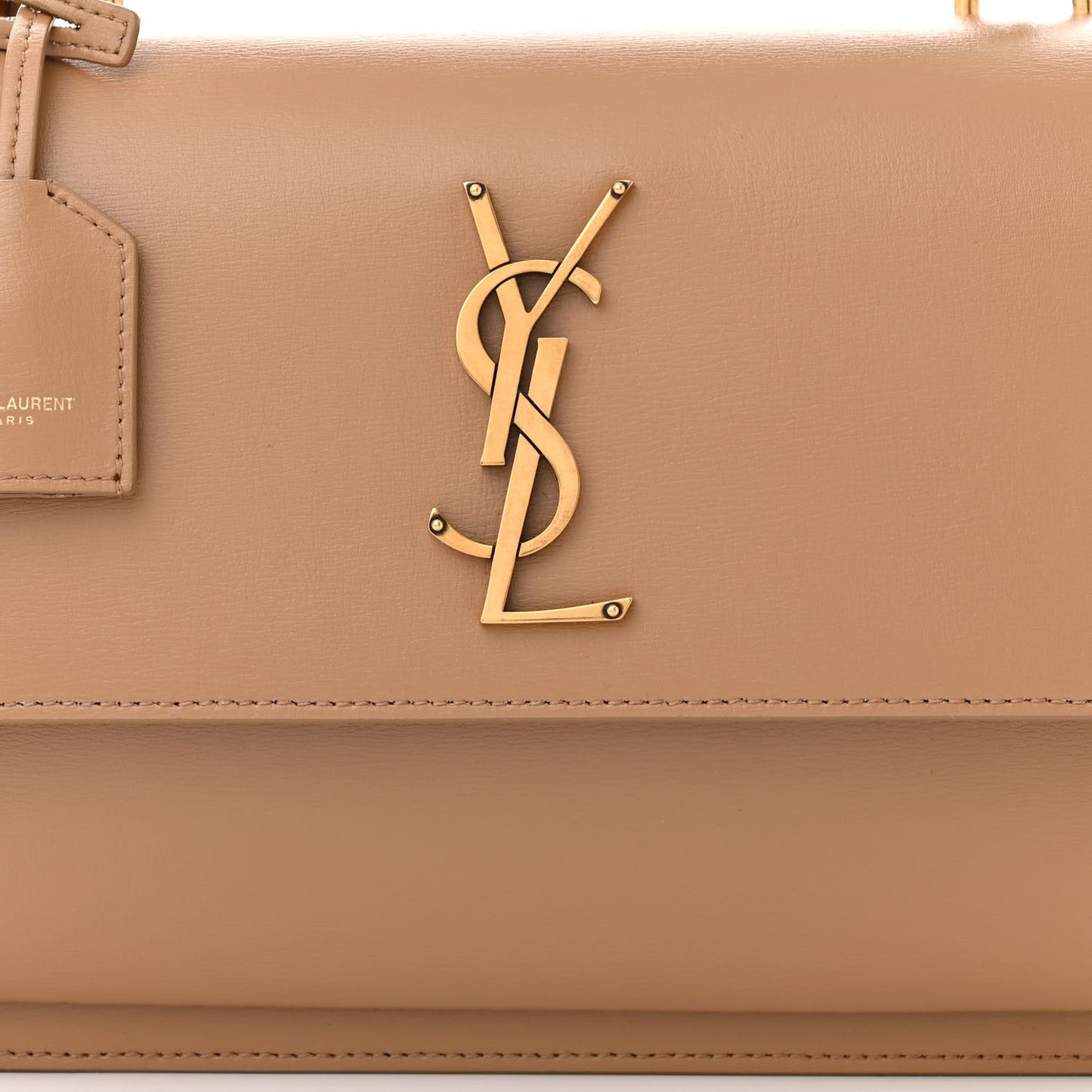 Smooth Calfskin Medium Monogram Sunset Satchel Natural Tan