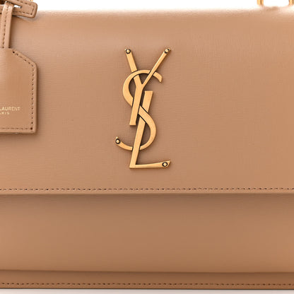 Saint Laurent Smooth Calfskin Medium Monogram Sunset Satchel Natural Tan 8 of 10