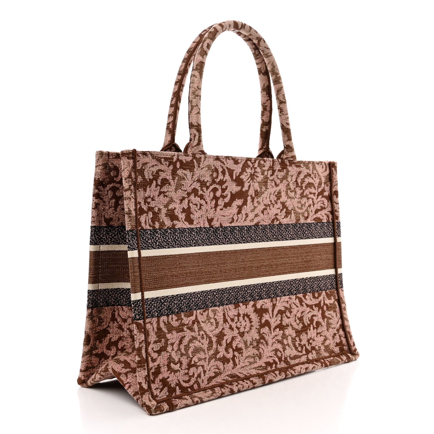 Christian Dior Canvas Embroidered Medium Brocart Book Tote Metallic Pink 3 of 10