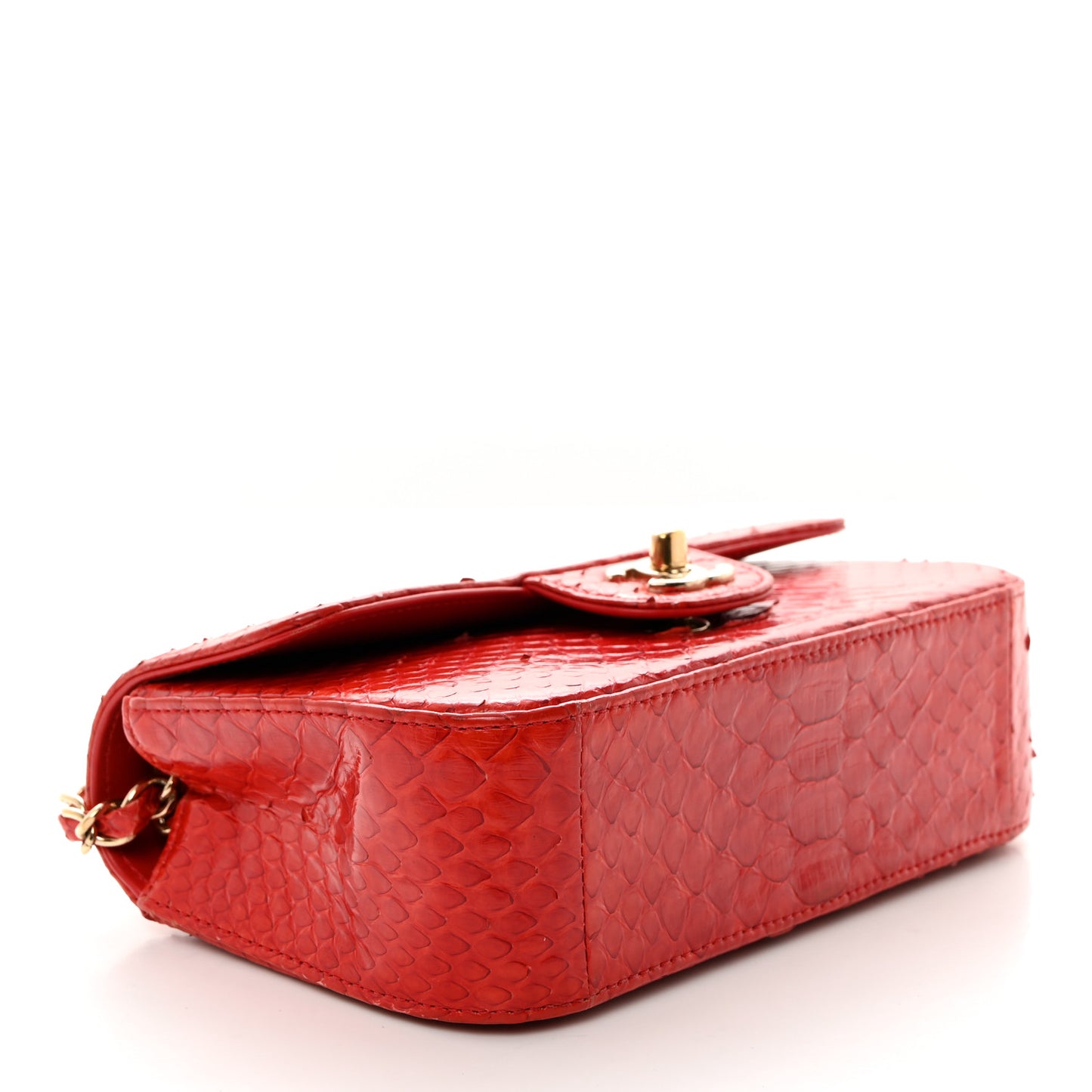 Snakeskin Mini Rectangular Flap Red