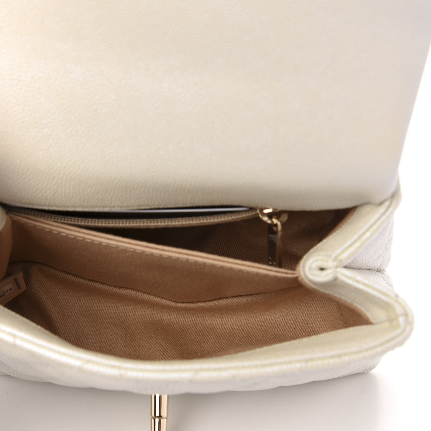Iridescent Caviar Quilted Extra Mini Coco Handle Flap Ivory