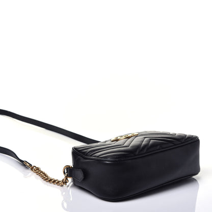 Gucci Calfskin Matelasse Small GG Marmont Chain Shoulder Bag Black 4 of 9