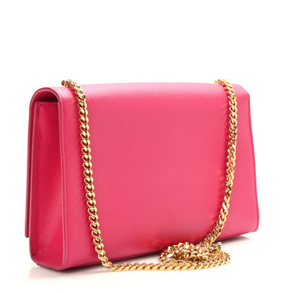 Saint Laurent Grain De Poudre Medium Monogram Kate Satchel Lipstick Fuchsia 3 of 10