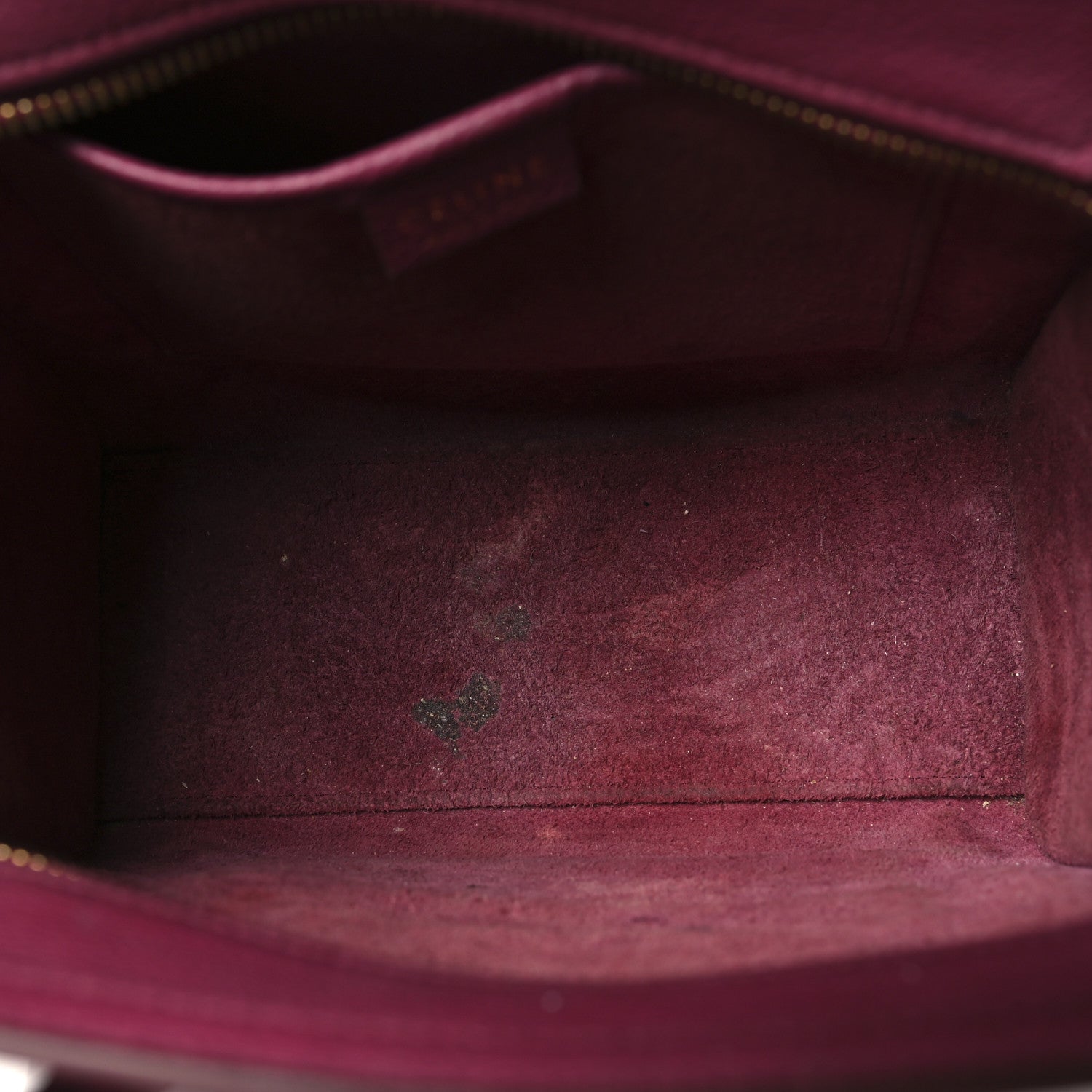 Celine Drummed Calfskin Nano Luggage Plum 4 of 11