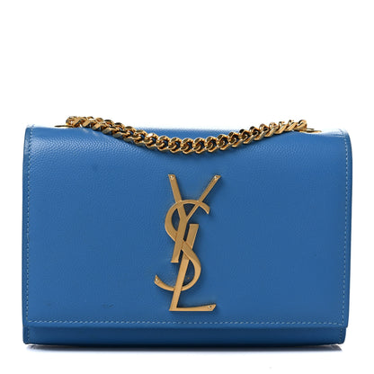 Saint Laurent Grain De Poudre Small Classic Monogram Kate Satchel Blue Clair 1 of 7