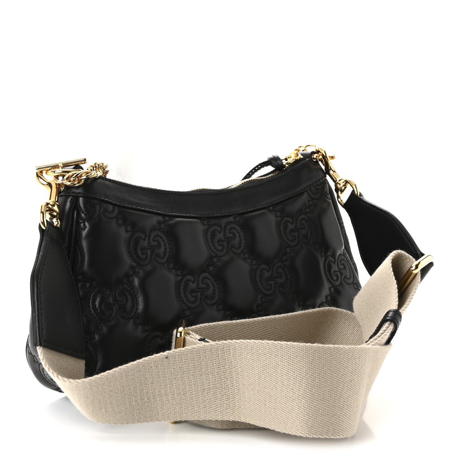 Gucci Calfskin GG Matelasse Chain Handbag Black Natural 3 of 9