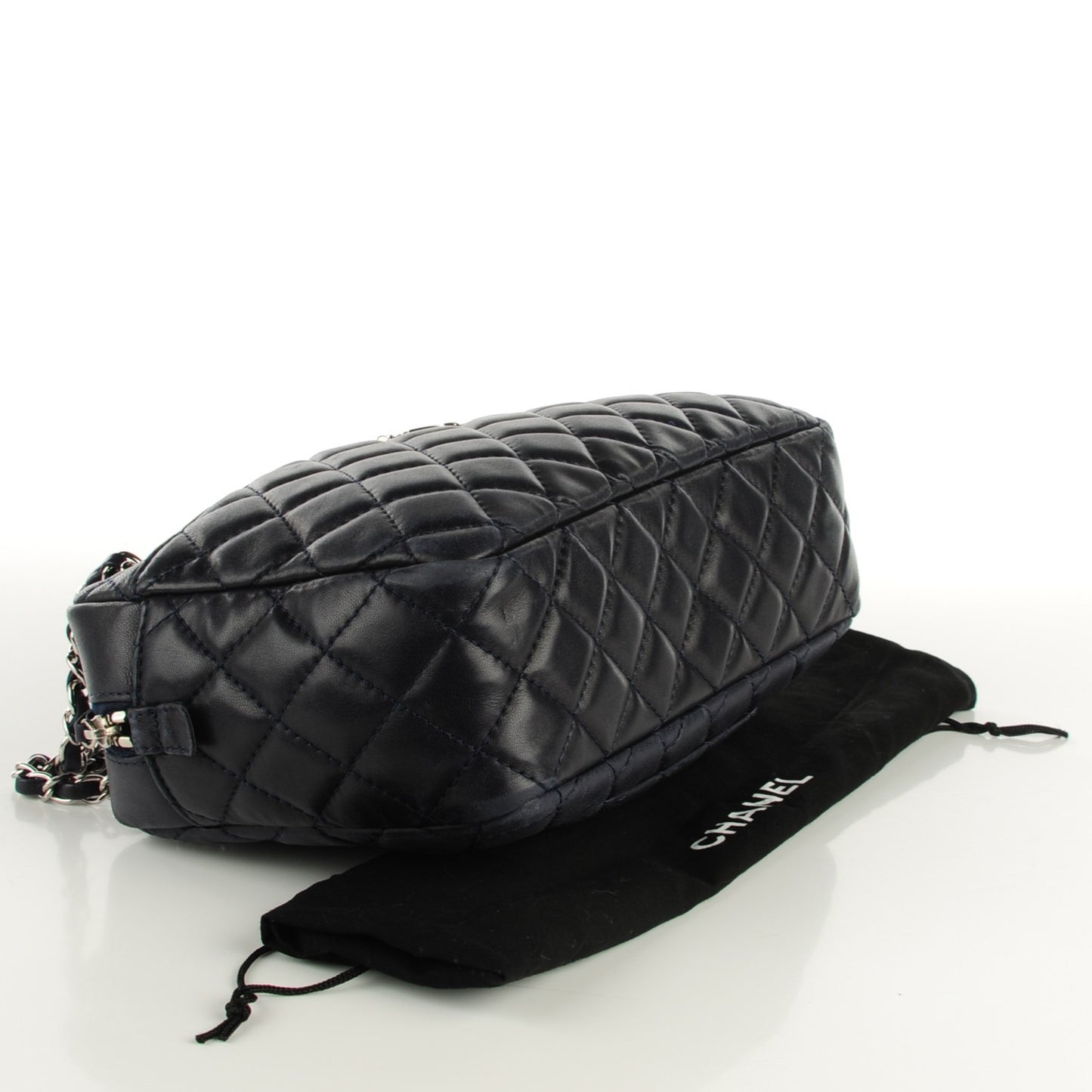 Lambskin Quilted Medium Camera Case Navy