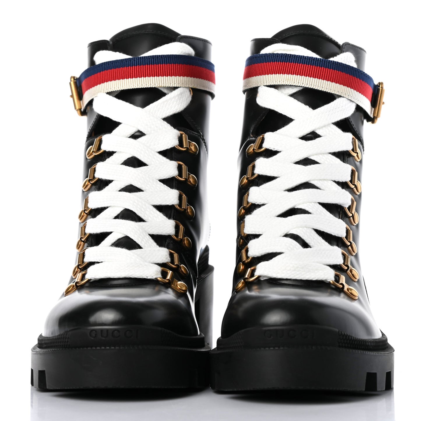 Calfskin Sylvie Web Womens Lace Up Combat Boots 38 Black