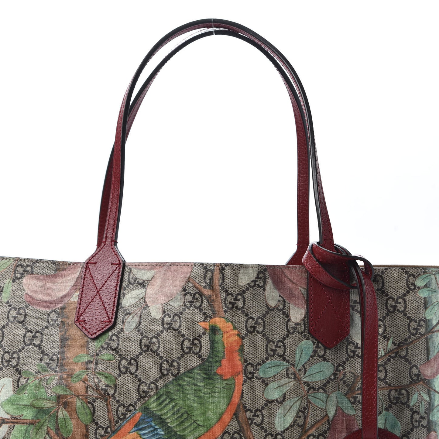 GG Supreme Monogram Tian Medium Shopping Tote Beige Multicolor Red