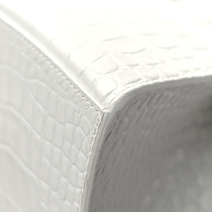 Balenciaga Calfskin Crocodile Embossed Small Hourglass Top Handle Bag White 11 of 14