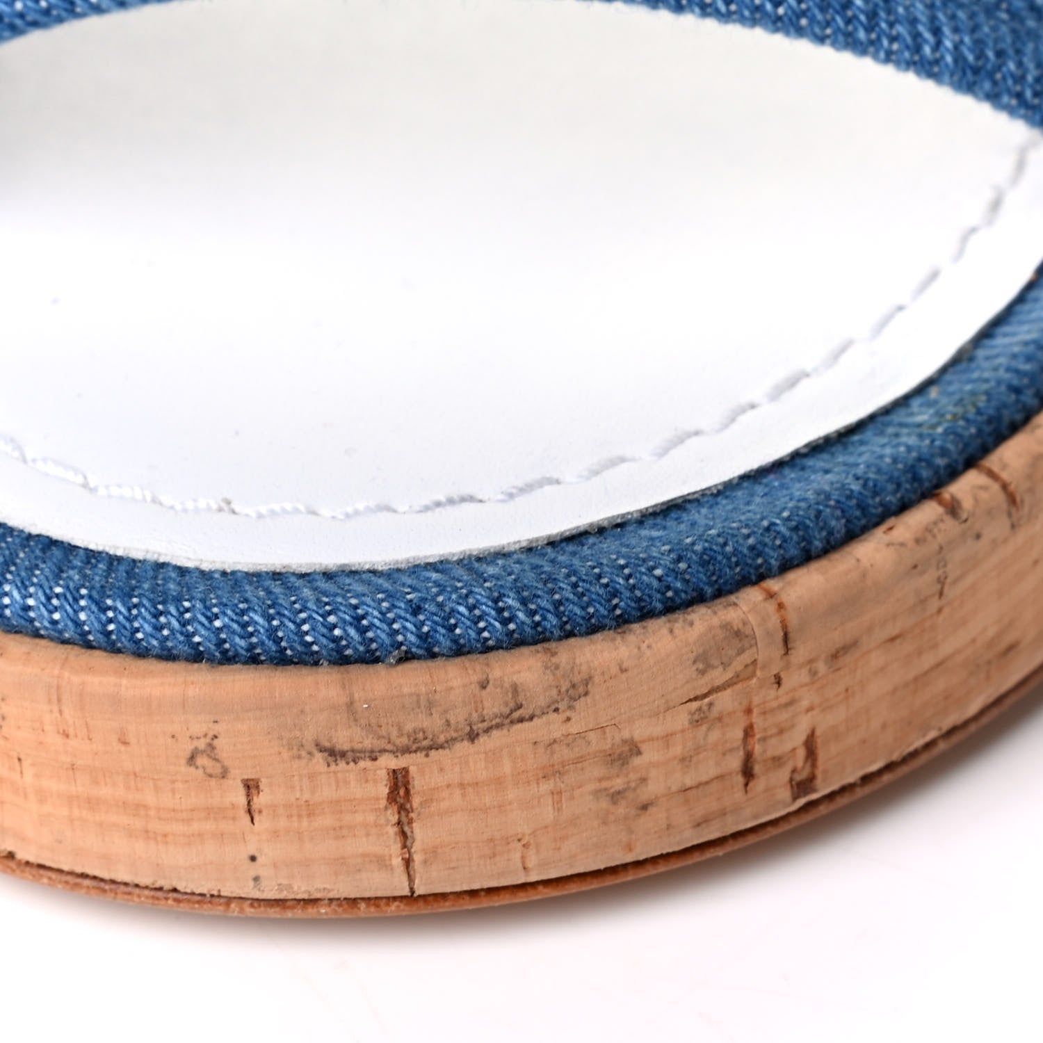 Chanel Denim Lambskin Cork Mule Sandal 39 Blue White 6 of 6