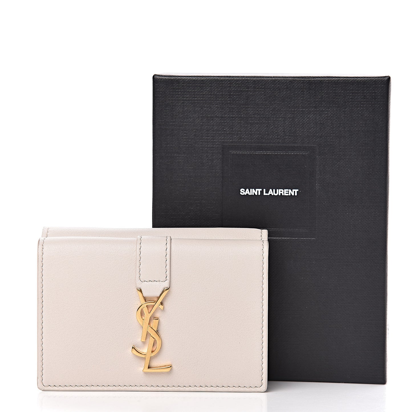 Smooth Calfskin Monogram Tiny Line Wallet White